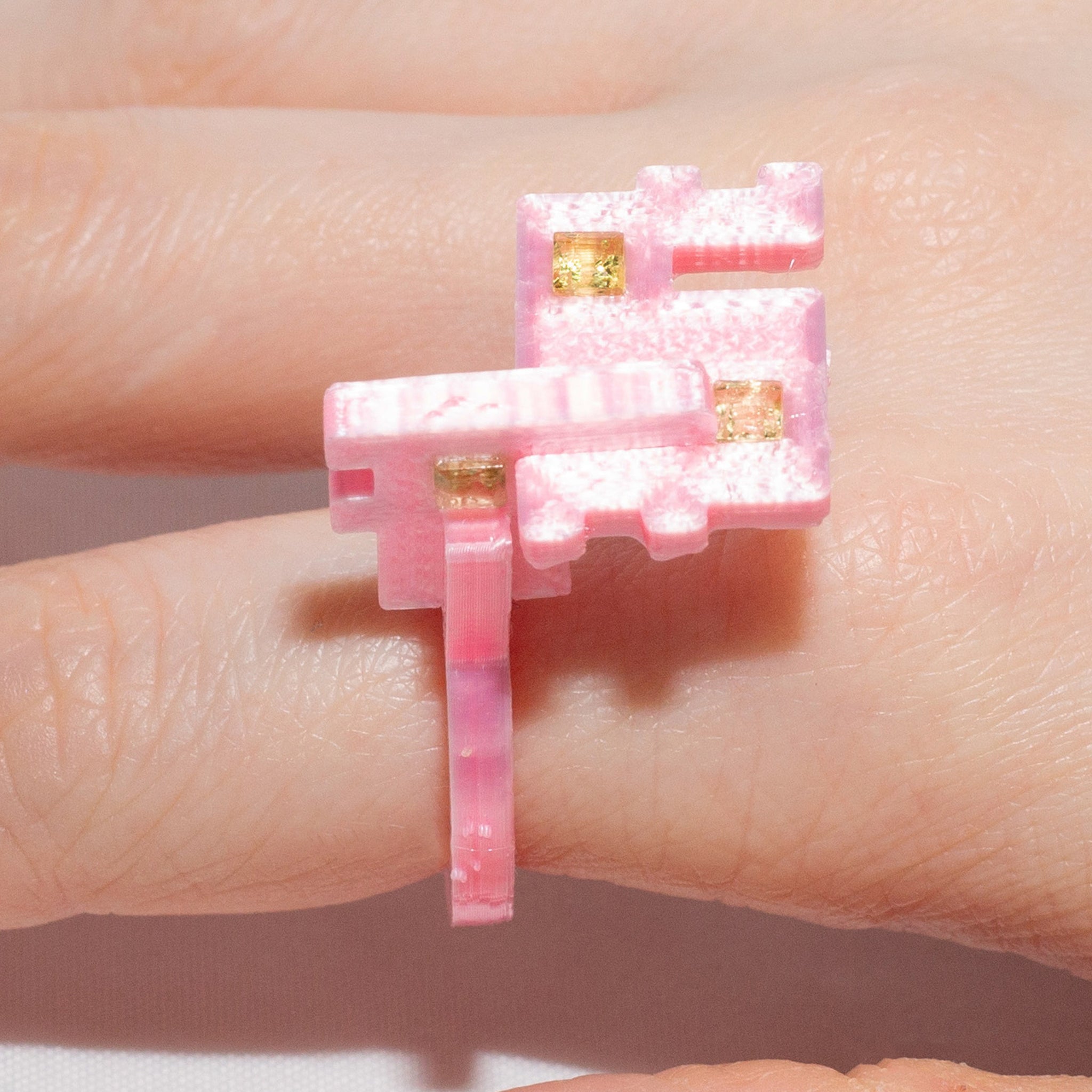 Connection Ring Set in Pink PLA with Cubic Zirconia